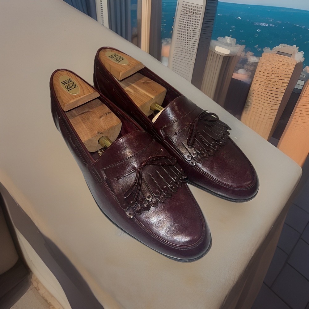 Bally Men's Burgundy Spencer 2 Kiltie Loafer Leather Shoes Sz 9M